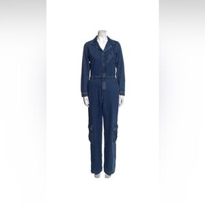 Women's Blue Denim Jumpsuit reformation jeans 4 cargo
